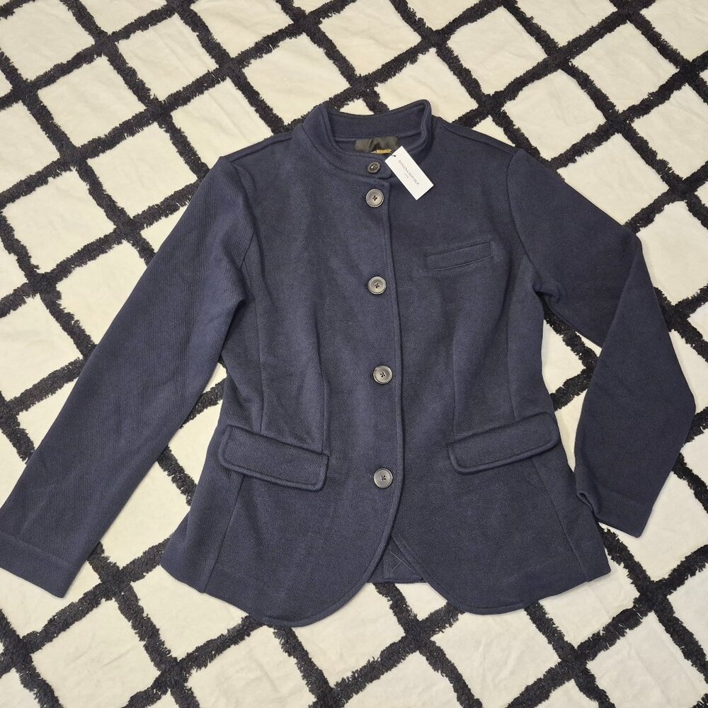 NEW Banana Republic Factory Navy Blue Knit Pique Blazer - Picture 4 of 10